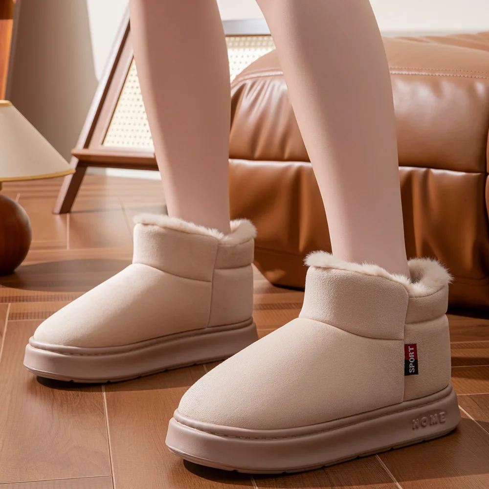 

Fur Slippers for Men Winter Furry Warm Ankles Plush Cozy Slides For Home Indoor Soft Sole Cotton Shoes for Man pantuflas hombre