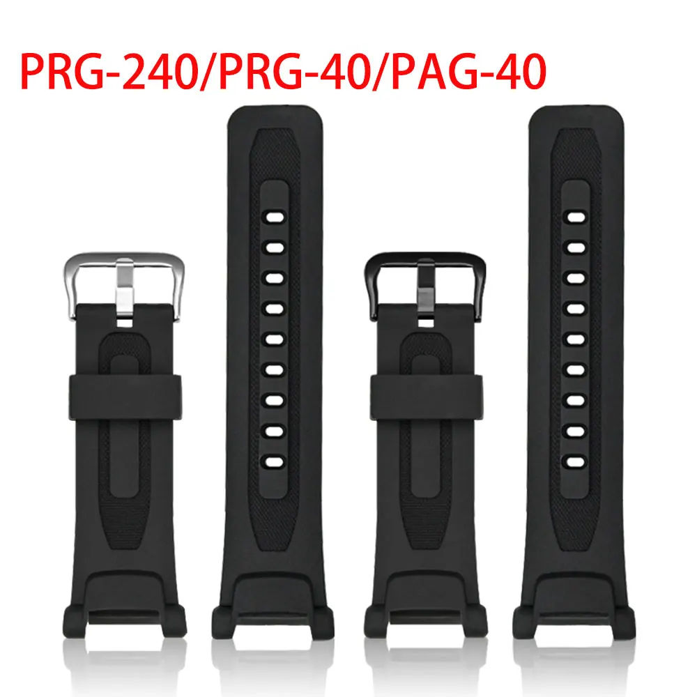 Resin Rubber Watchband Strap For Casio PRG-240/PRG-40/PAG-40 Replace Band Stainless Steel Buckle Sport Waterproof Wristband Belt