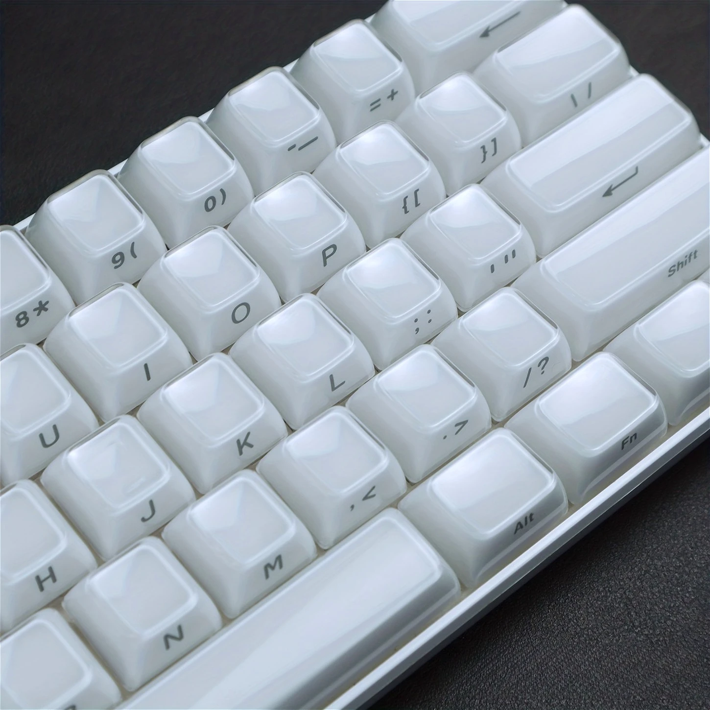 

White Crystal Jelly Keycaps 136 Keys PC OEM Front Print Translucent Key Cap Set for MX Switch Wooting Mechanical Keyboard