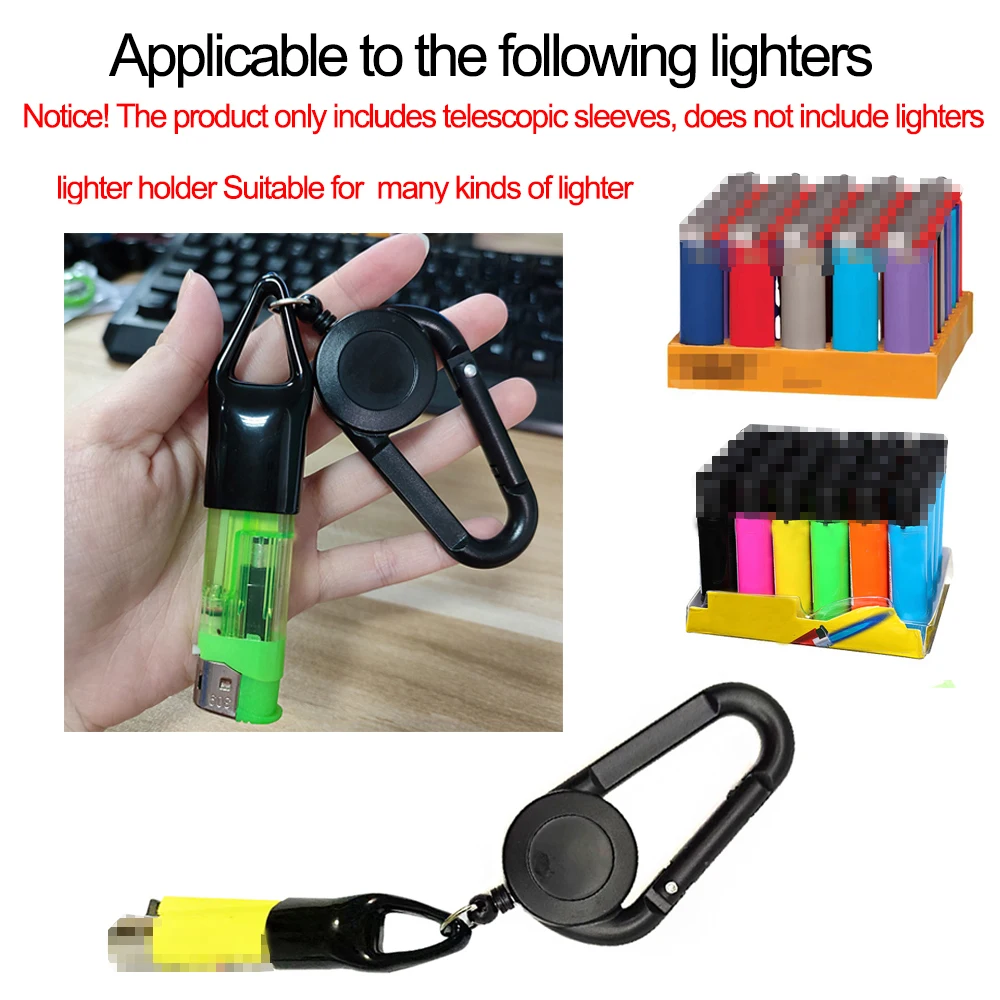Lighter Holder With Retractable Keychain Windproof Lighter Protective Cover Sleeve Clip Tobacco Herb Smoking Accessories
