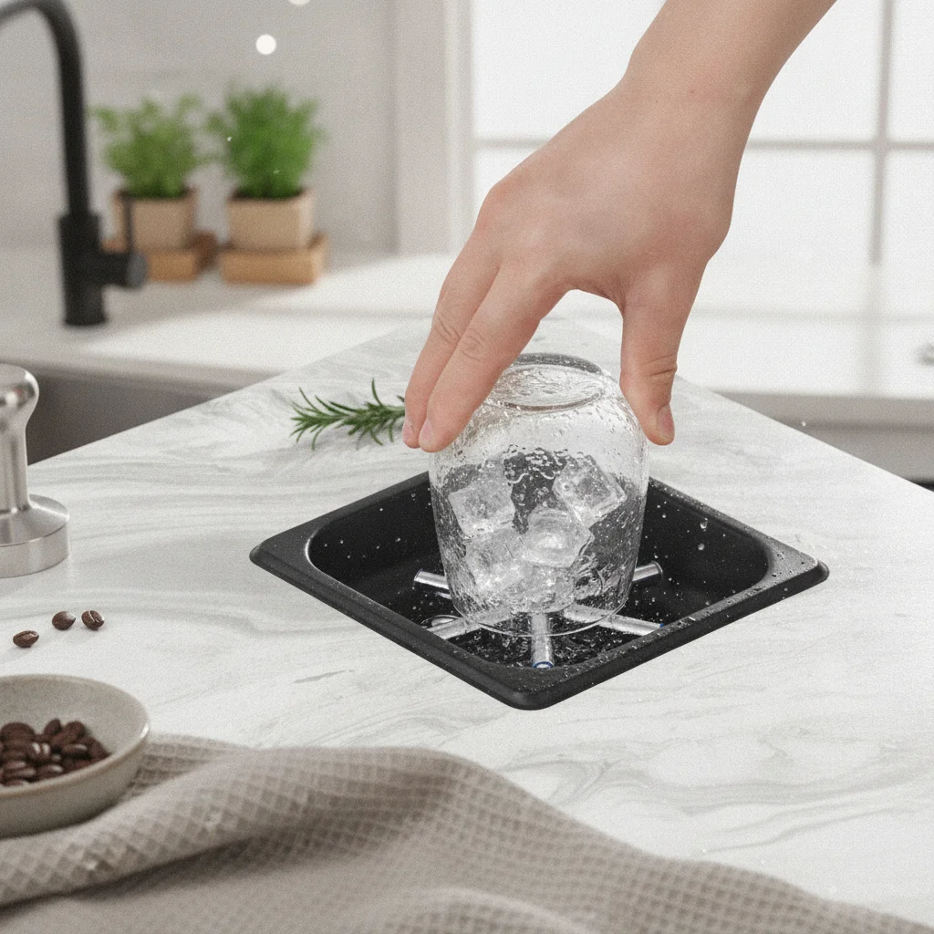 Rince-gobelets Countertop Washer Flach Embedded Star Spray Head Easy to Clean for Barista Workspace