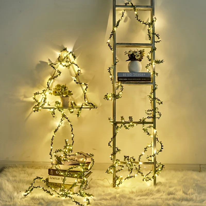 Artificial Ivy Leaf LED String Lights, Green Vine Fairy Lights for Home Wall Bedroom Wedding Party Decoration