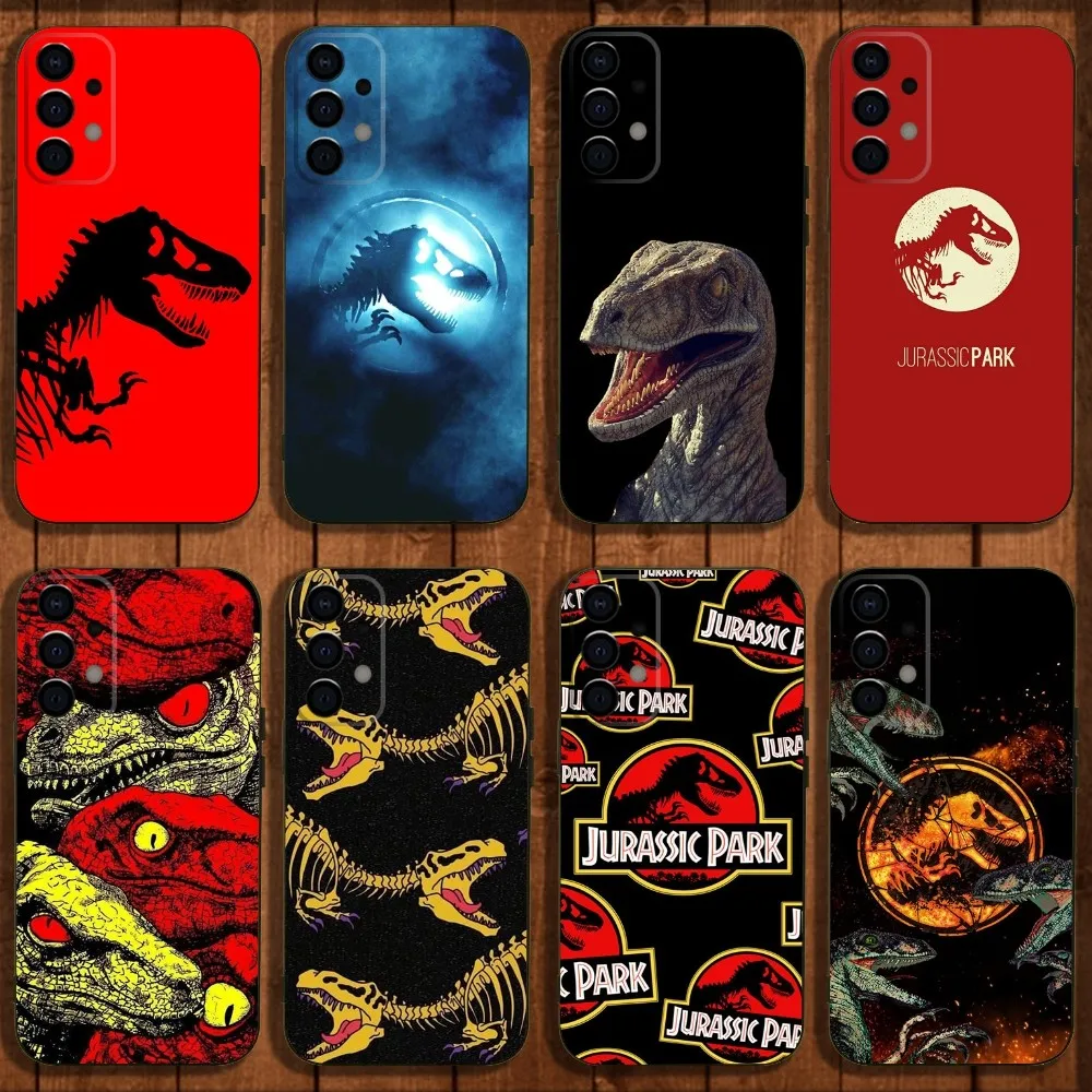 J-JurassicS P-Park Dinosaur Phone Case For Samsung Galaxy A13,A21s,A22,A31,A32,A52,A53,A71,A80,A91 Soft Black Cover