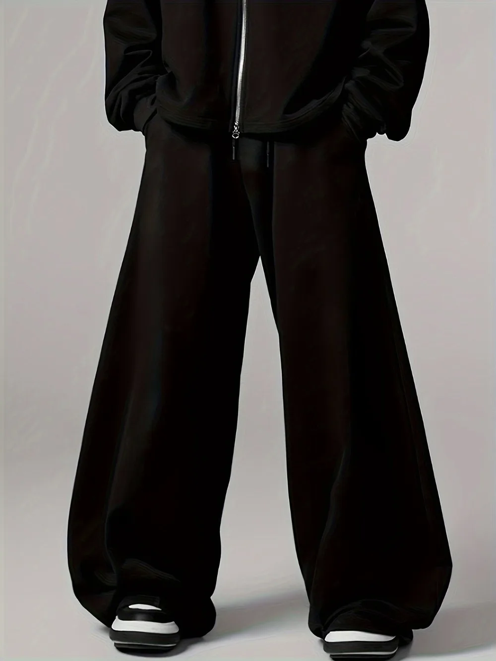 

Men'S Wide Leg Sweatpants Soft Fleece Lined Gray Solid Color Casual Loose Fit for Casual Attire Everyday Sweatpants Solid Color