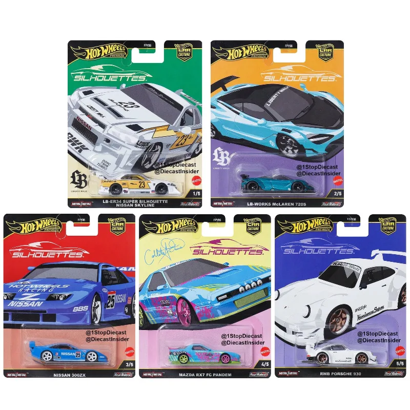 

Новый набор коллекционных моделей автомобилей Hot Wheels Silhouettes Car Culture: Nissan R34, McLaren, масштаб 1:64, подарок на день рождения для мальчика