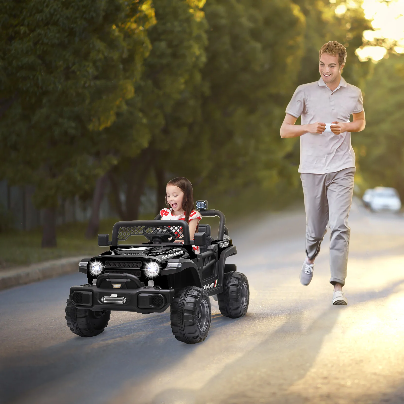 Electric car Kids Ride On Car,kids Electric Car Dual Drive 12V 4.5A.h with 2.4G Remote Control off-road Vehicle Black car toys