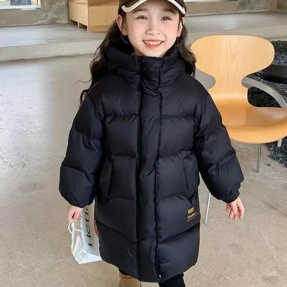 Dziewczęce kurtki zimowe z podszewką, grube, ciepłe, wodoodporne, błyszczące, z kapturem, odzież wierzchnia dla dzieci, parki młodzieżowe, 4-14 lat, nowość 2025