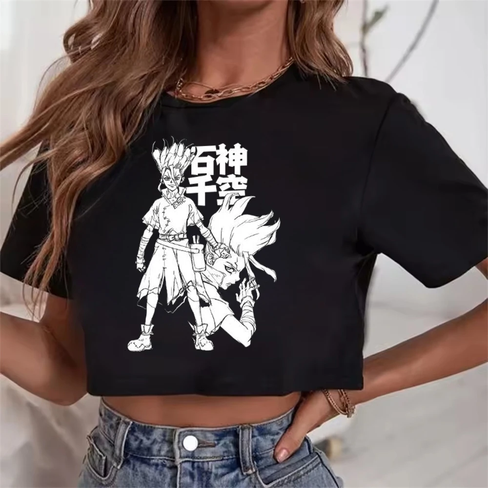 Dr Stone crop top women party dollette summer grunge vintage shirt emo vintage streetwear gyaru jojifuku