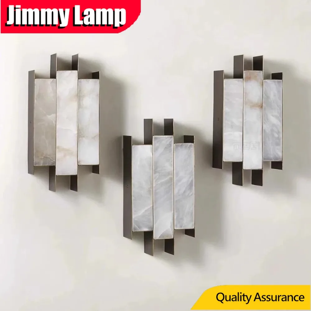 

Роскошный мраморный настенный светильник для спальни, художественный светодиодный светильник для гостиной, лестницы, латунный домашний светильник, декоративная лампа