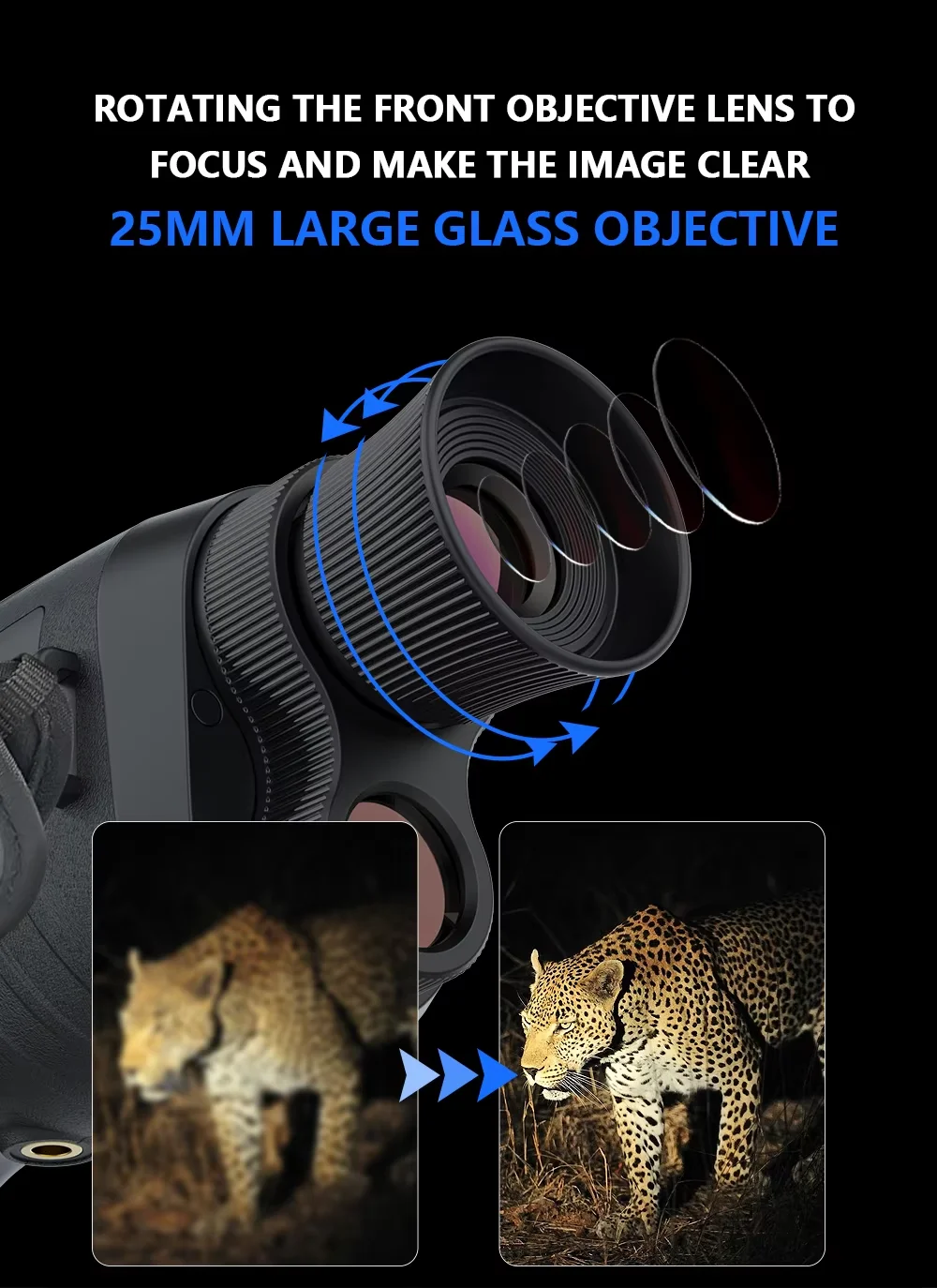 Gafas de visión nocturna DT19, binoculares de 3W/850nm, alcance de visión LED IR, Zoom Digital 8X para caza, Camping, viajes