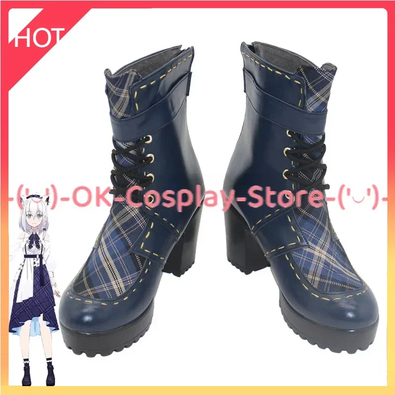 

Blue Journey Shirakami Fubuki Cosplay Shoes Vtuber Cosplay Props PU Leather Shoes Halloween Carnival Boots Custom Made