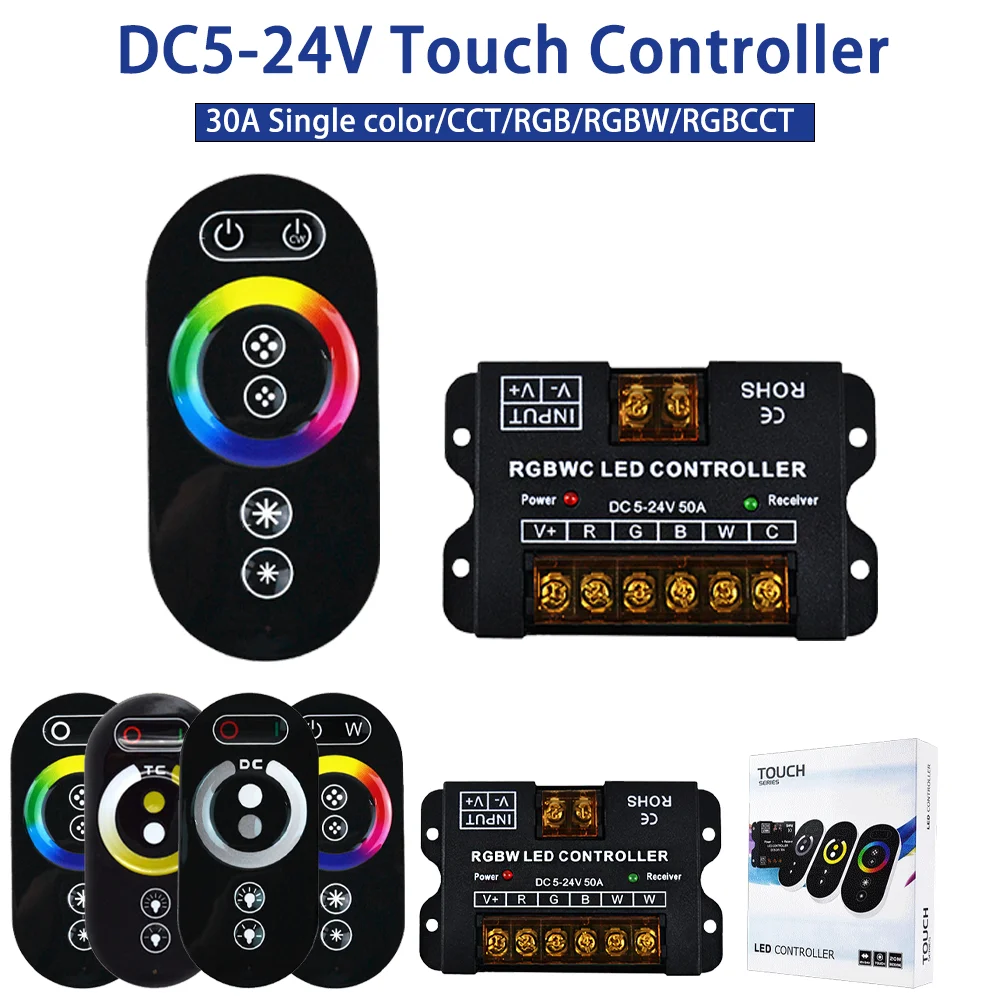 

Iron Shell 30A Контроллер высокой мощности Сенсорный пульт дистанционного управления DC5-24V 30A6Key RF Single Light Cct Rgb Smd Cob StripDimmer Controller