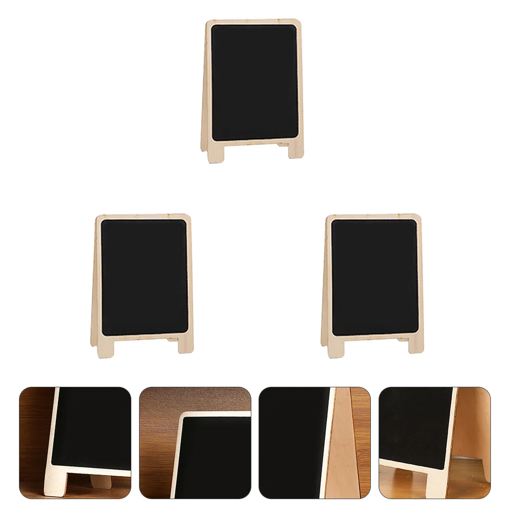 

3Pcs Wooden Standing Memo Boards Double Sided Writing Boards for Messages Kids Graffiti and Desktop Display Wooden