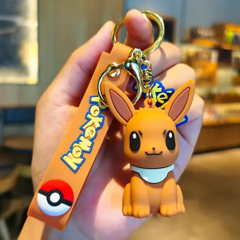 Pikachu nyckelring Pokemon nyckelring, söt Snorlax Eevee bilberlock ryggsäckshänge för barn flickor anime present 6 best sales eevee nyckelring - №6