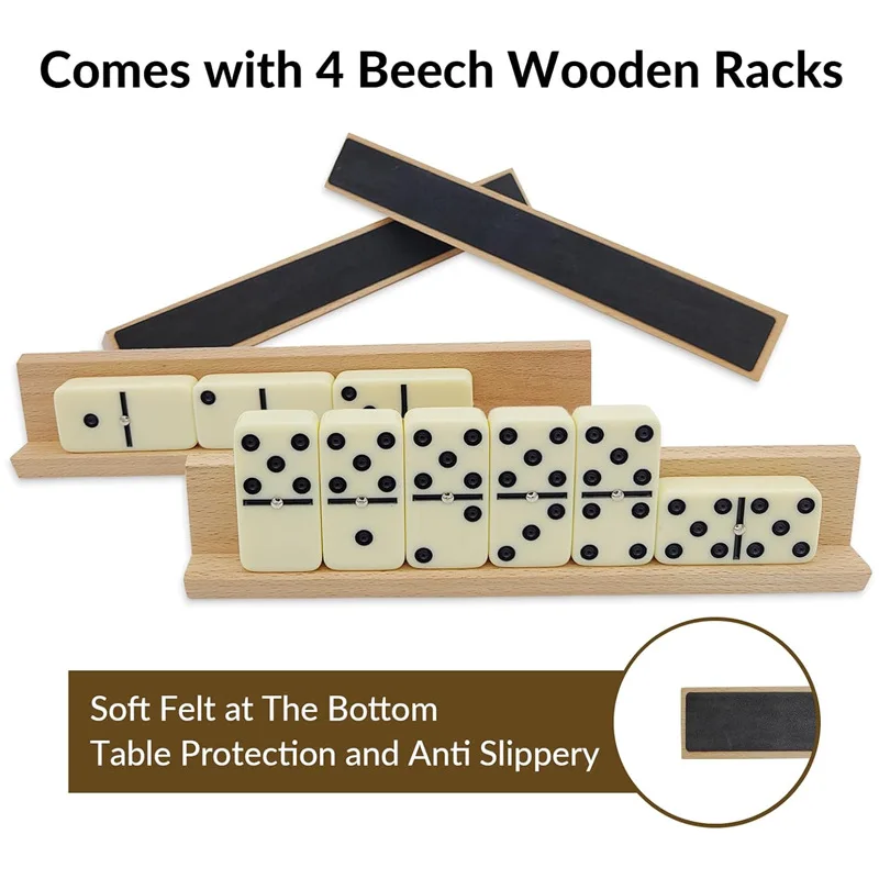 

Fun Dominoes Ivory White Ribbon Nail Multiplayer Casual Gambling Game Toy Double Six 28 Sheets With Wooden Frame Dominoes