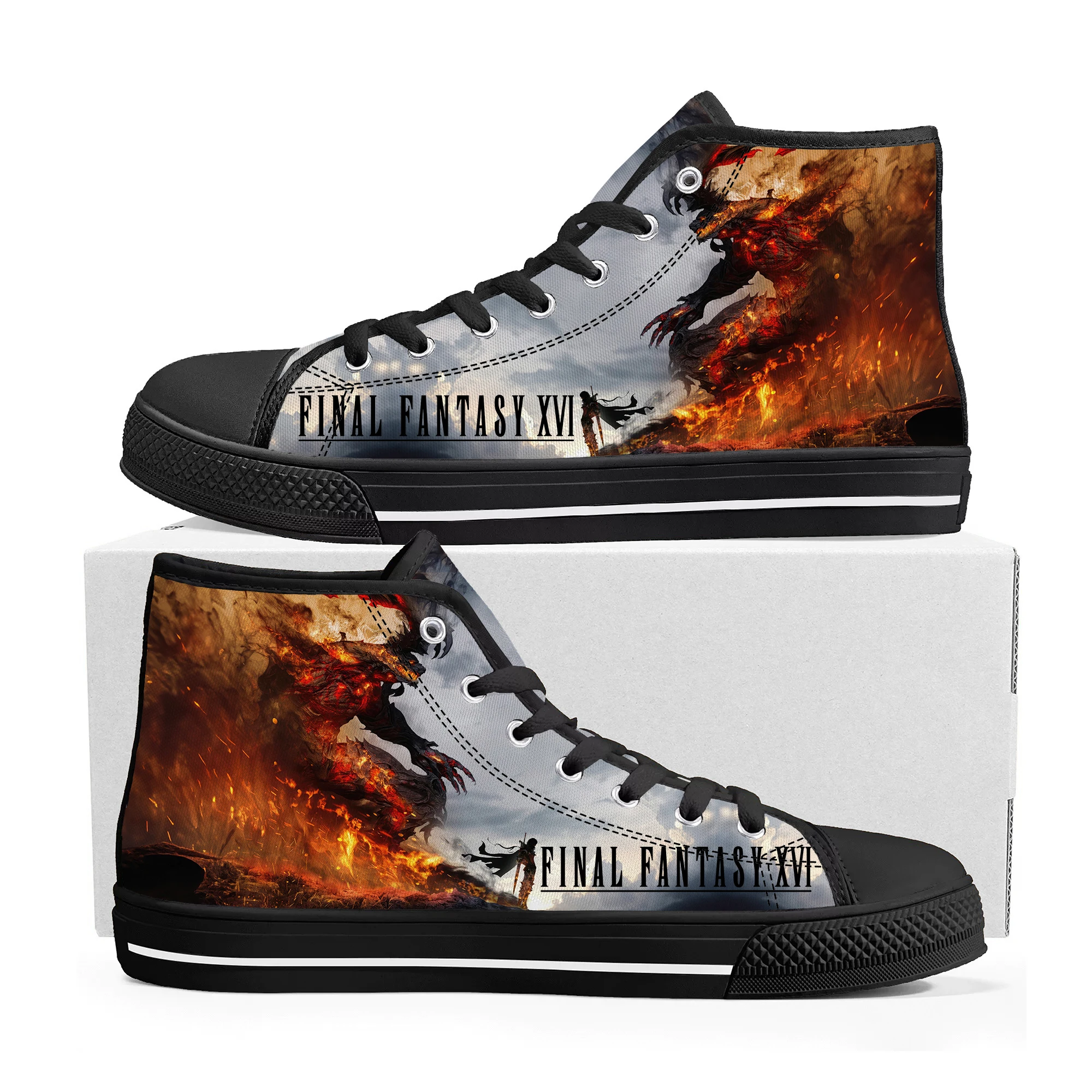 Final Fantasy 16 High Top Sneakers Hot Cartoon Game Mens Womens Teenager High Quality Canvas Sneaker Custom Built Couple Shoes