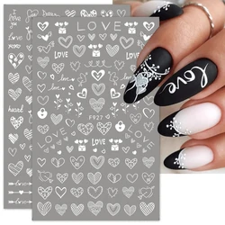 1PCS New Valentine's Day Nail Art Stickers Black White Love Nail Art Decals Nail Decoration DIY 3D Adhesive Stickers Nail Parts
