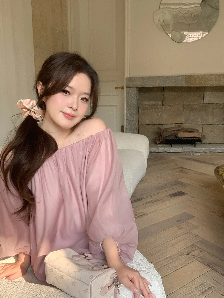 

Женский летний универсальный топ Rosewth с рукавами-фонариками, на одно плечо, с круглым вырезом, из полиэстера, стандартной длины