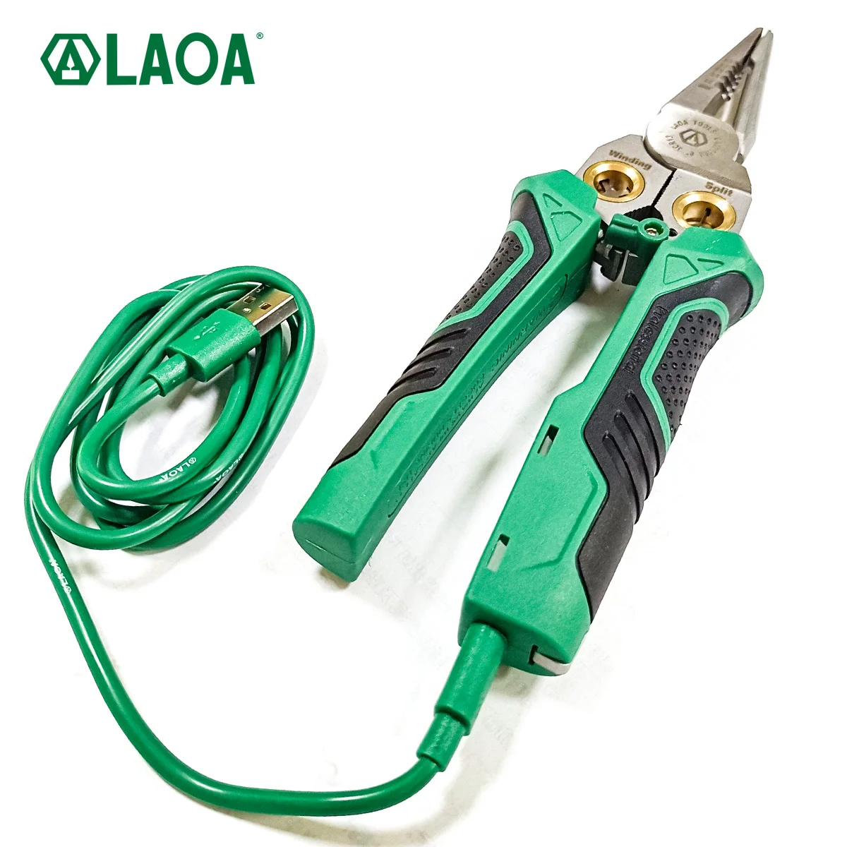 LAOA 8-in-1 USB-C Rechargeable Electrician Pliers: No Button Batteries, Non-Contact Voltage Tester, Wire Stripper/Cutter