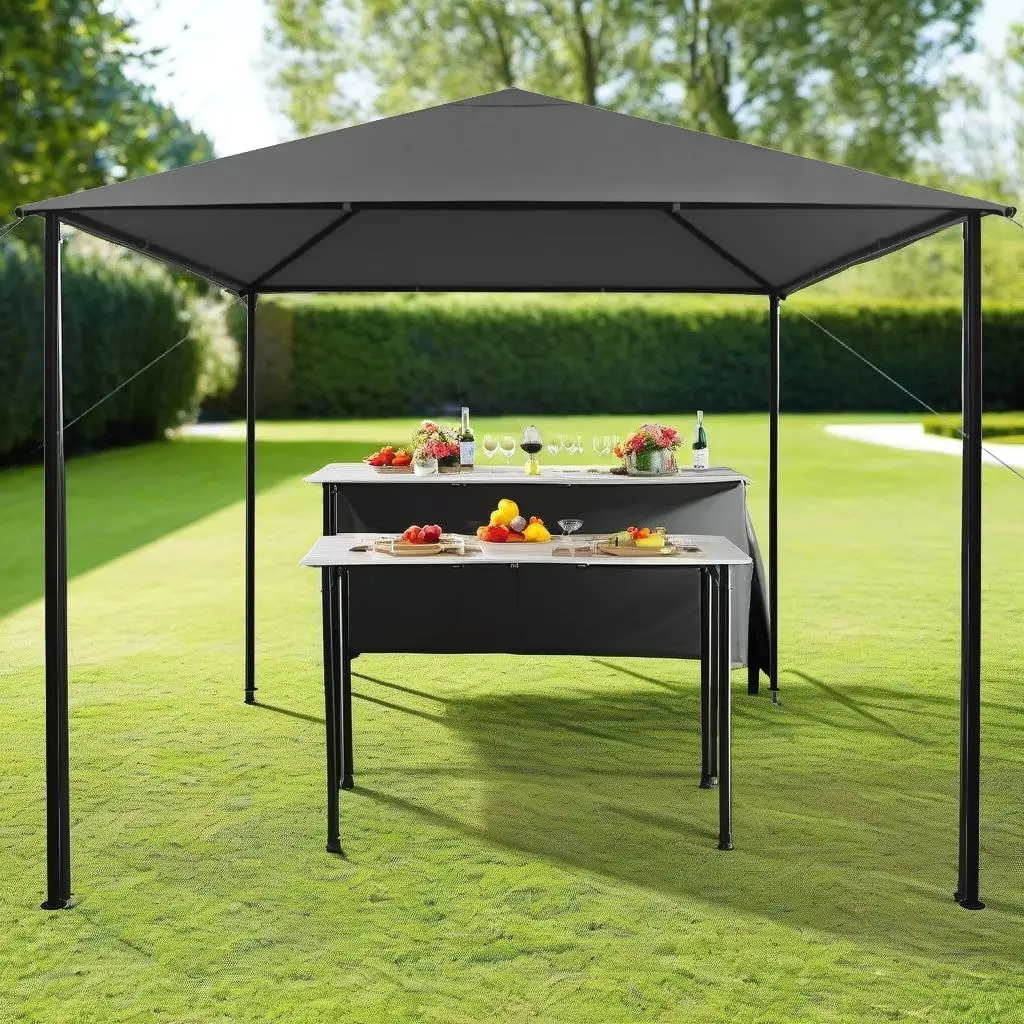 9.8'x9.8' Anthracite Steel Gazebo with Durable 0.6 oz/ft² Fabric Cover - Outdoor Canopy Shelter