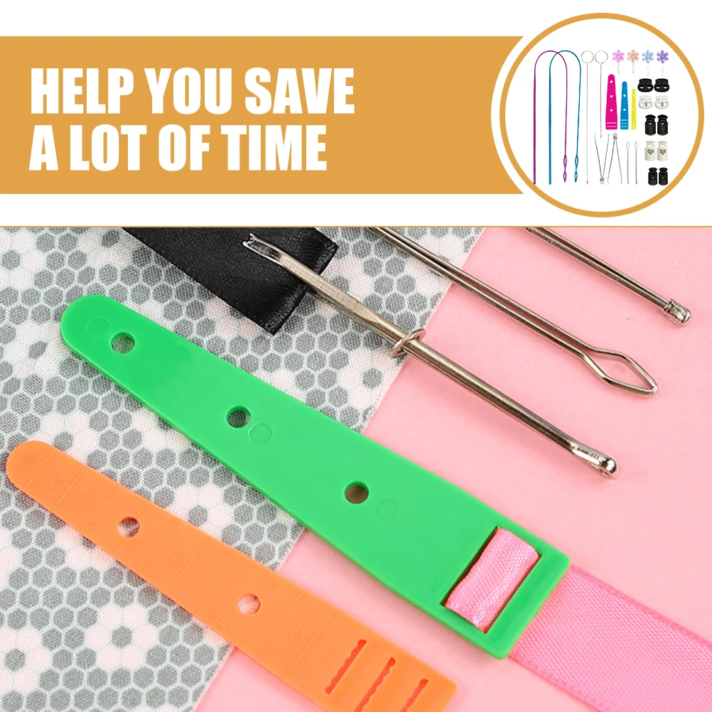 

Stainless Steel Plastic Flexible Drawstring Threaders Combination Band Wearer Set Sewing Tube Turner Auxiliary Threading Tool