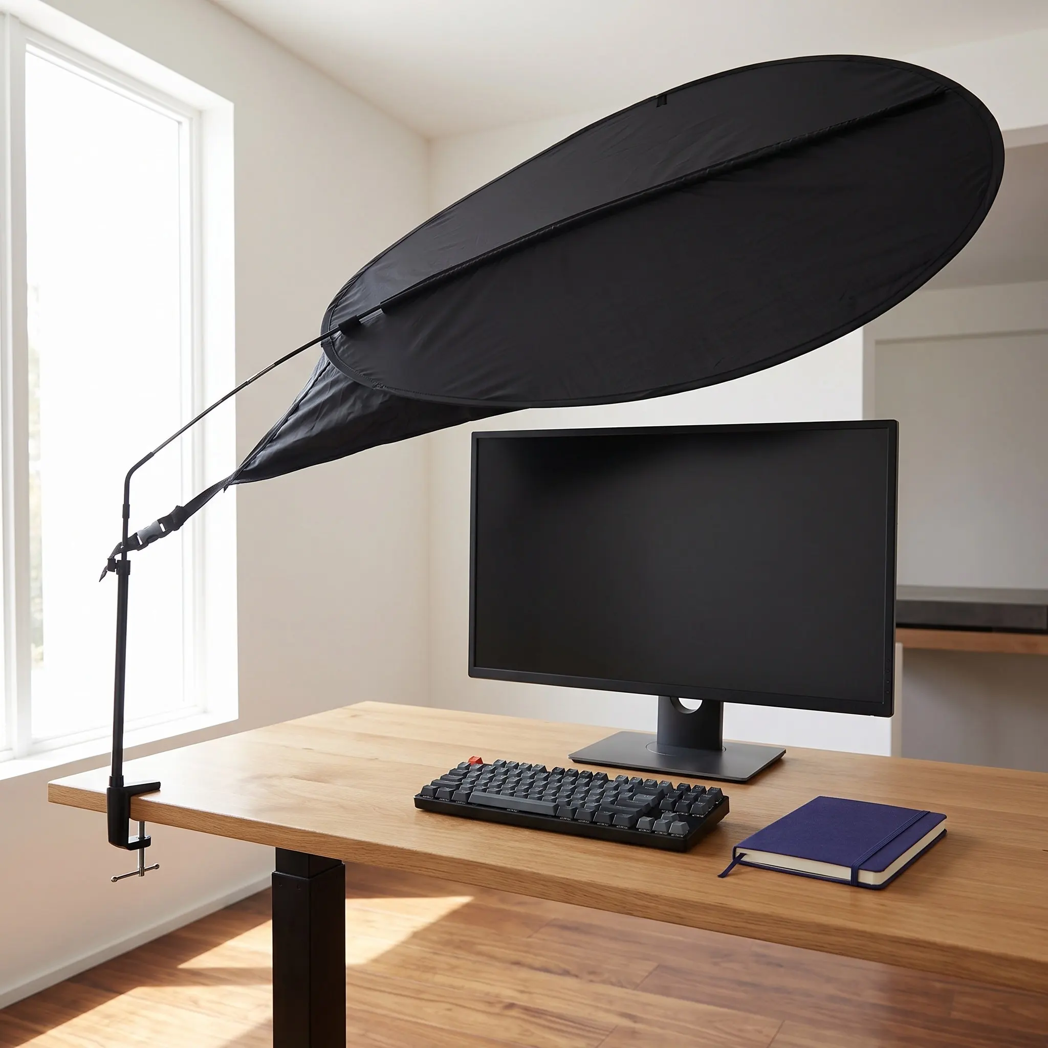 Office Cubicle Desk Shade Adjustable Desktop Computer Sunshade 156x96cm Light Blocker Reduces Monitor Glare Overhead Light