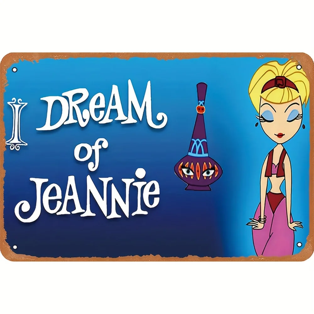 "I Dream of Jeannie" Vintage Metall-Wandschild - Retro-Dekor mit Cartoon-Illustration, Perfekt für Zuhause, Schlafzimmer, Bar, Café