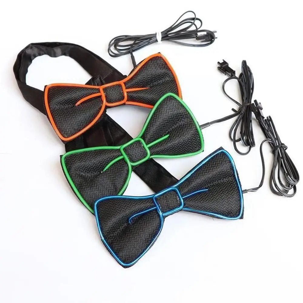 The Dark Party Performance Props For Women For Men Luminous Bow Tie LED Suspenders Clips Tie Suspenders Set Hanging Pants Clip