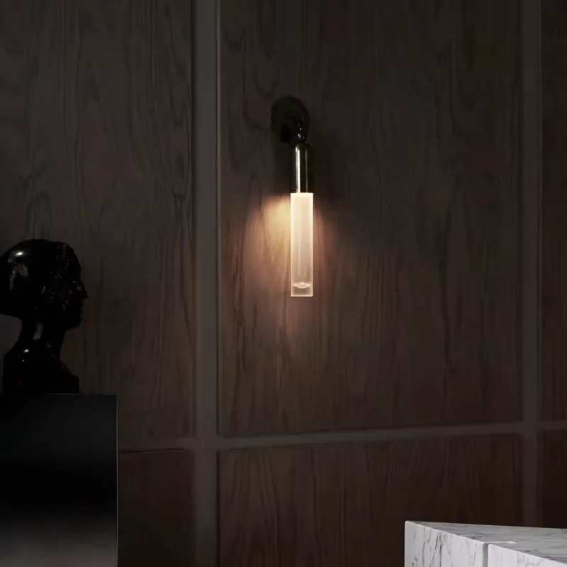 Modern interior hallway bathroom bedside lamp cylindrical glass shade wall lamp
