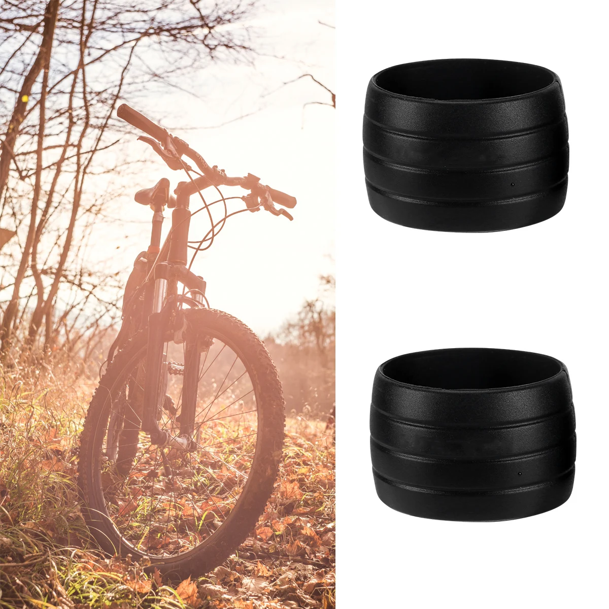 

1 Pair Silicone Bike Handlebar Fixed Rings Grip Wrap Anti-Slip Protective Cover For Road Mountain Adult Bikes Black