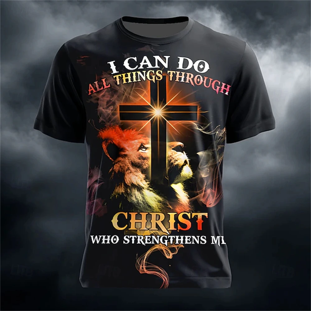 Men's Summer 3D Templar Warrior T-Shirt Summer Casual Streetwear Round-Neck Short-Sleeve Top Fashionable and Trendy T-Shirt