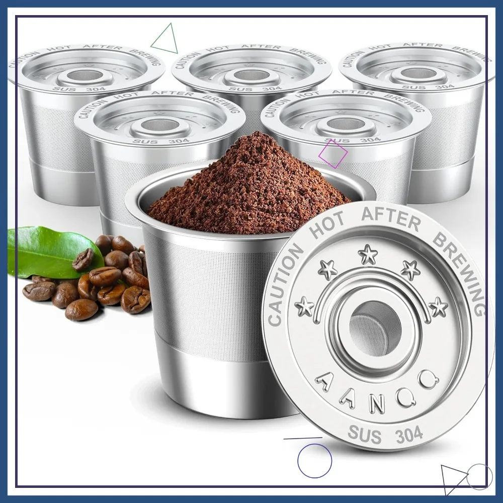 

6-Pack Reusable Stainless Steel Coffee Pods for Keurig-Compatible Machines, Eco-Friendly & BPA-Free