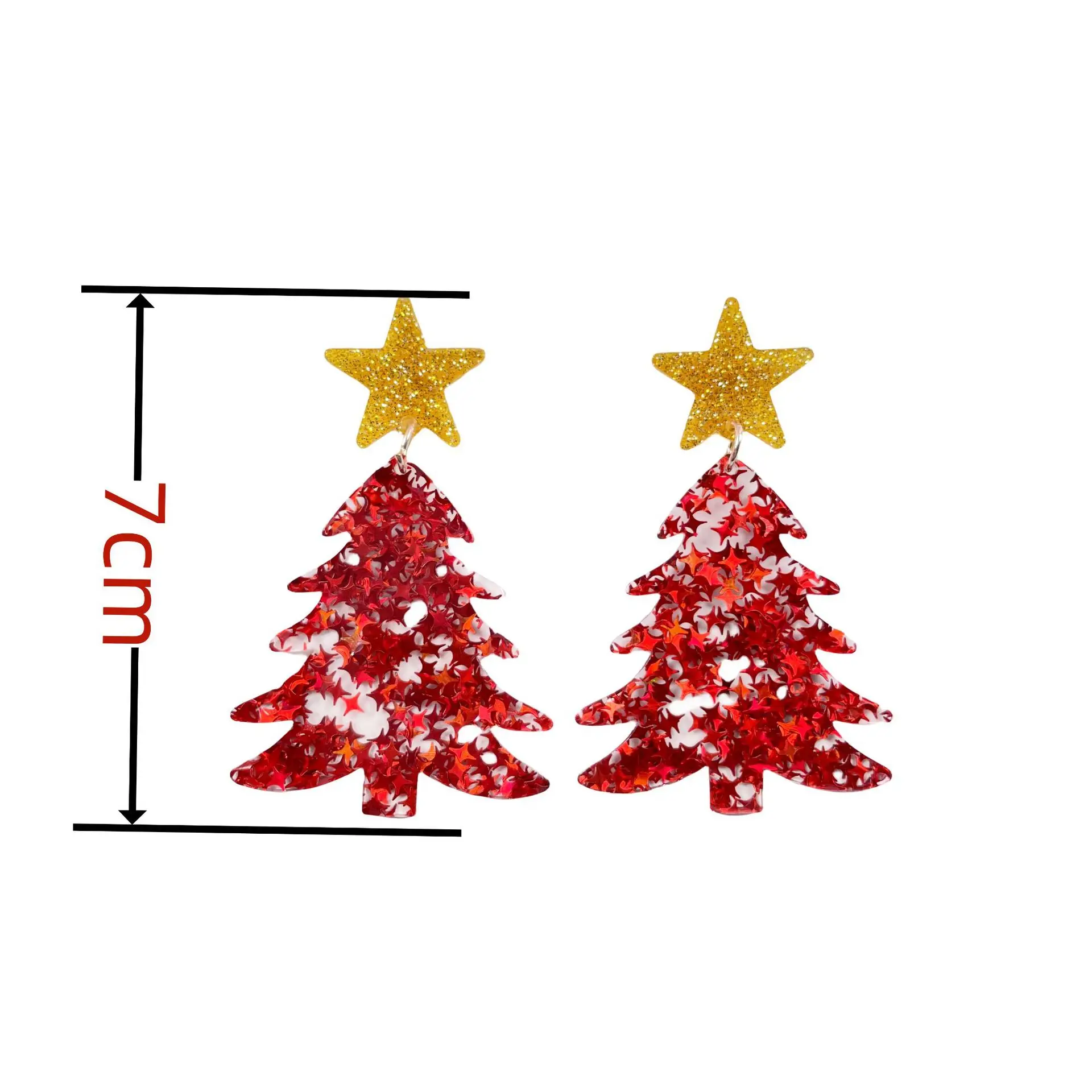 YAOLOGE New 4-Color Pentagram Christmas Tree Earrings Transparent Acrylic Twinkle Star Design Women Fun Christmas Gift Eardrop