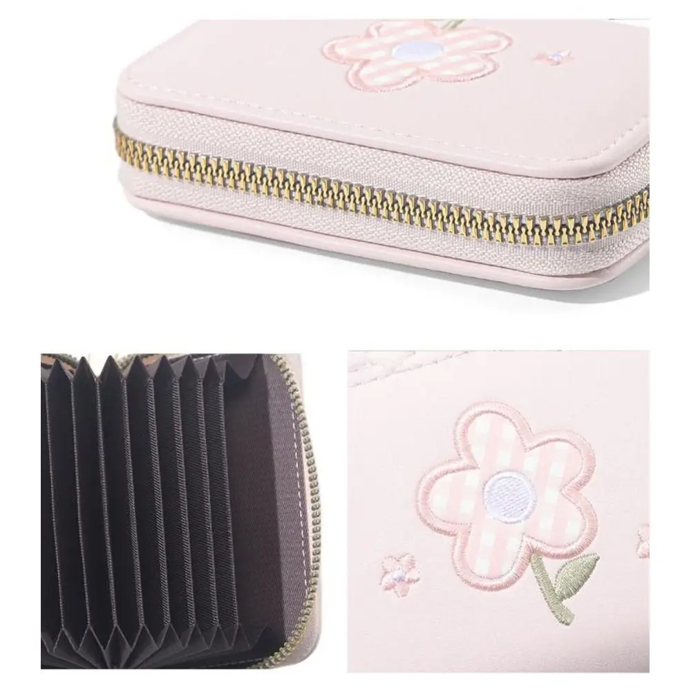 

Милый кошелек из искусственной кожи с мультяшным цветком на молнии, кошельки для карт, водонепроницаемый держатель для кредитных карт для женщин и девочек