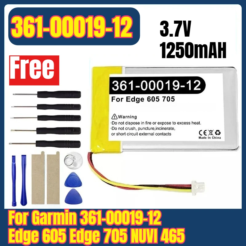 

New 1250mAh 3.7V GPS Navigator Li-Polymer Battery for Garmin 361-00019-12 Edge 605 Edge 705 NUVI 465