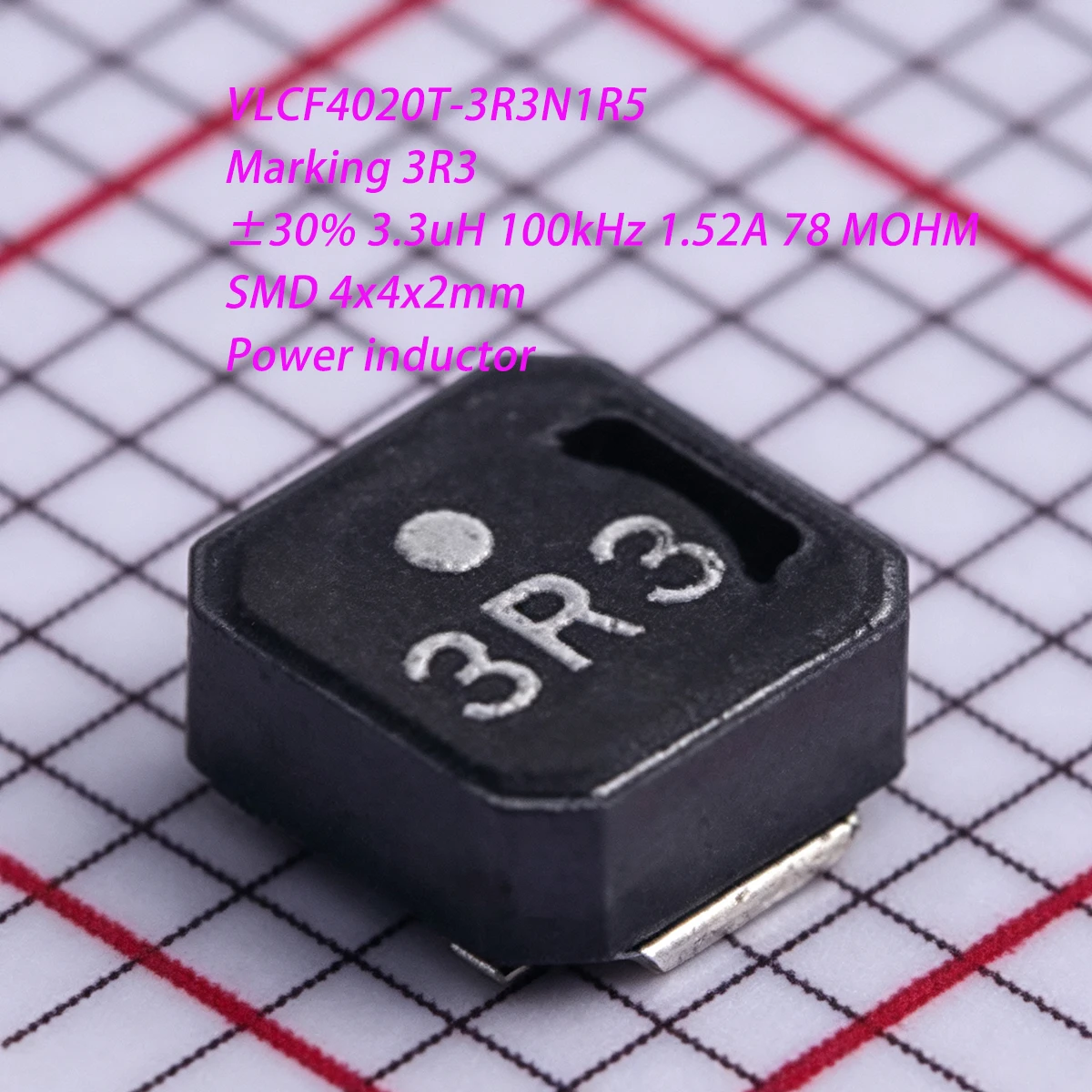 10PCS VLCF4020T-3R3N1R5 Marking 3R3 SMD 4x4x2mm SMT ±30% 3.3uH 100kHz 1.52A 3.3µH 78mΩ 0.078 ohm NEW Original Power inductor