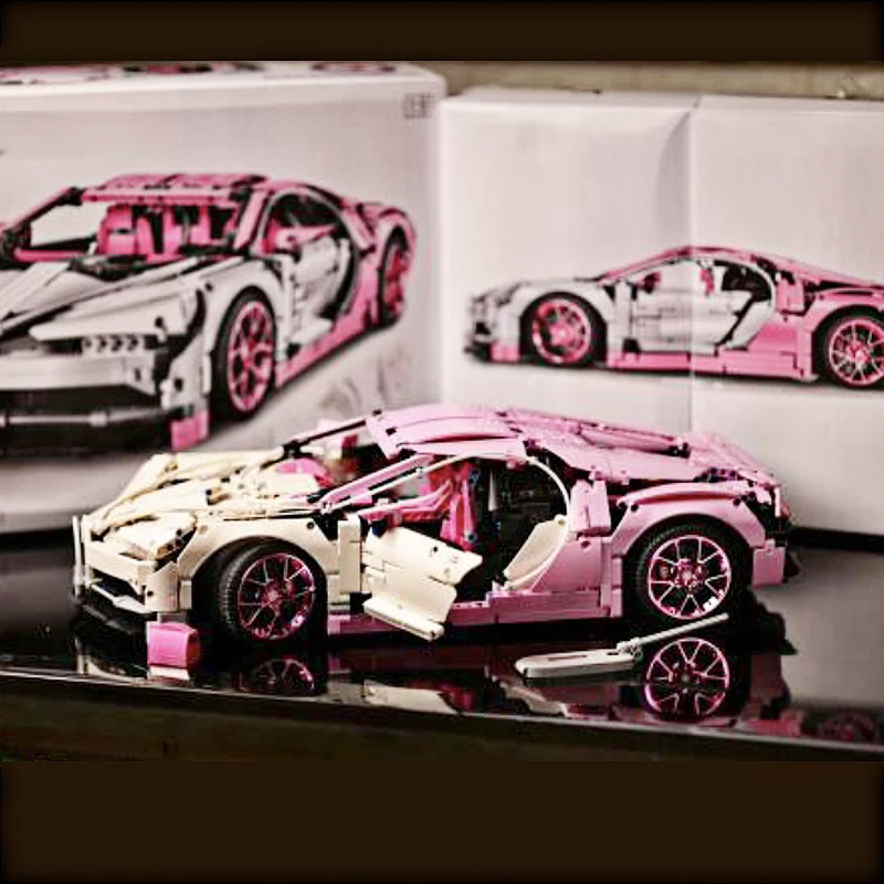 

New Technical Super Car 1388pcs Building Blocks Bricks 1:14 Pink Car Puzzle Toy Christmas Birthday Gifts For Kids