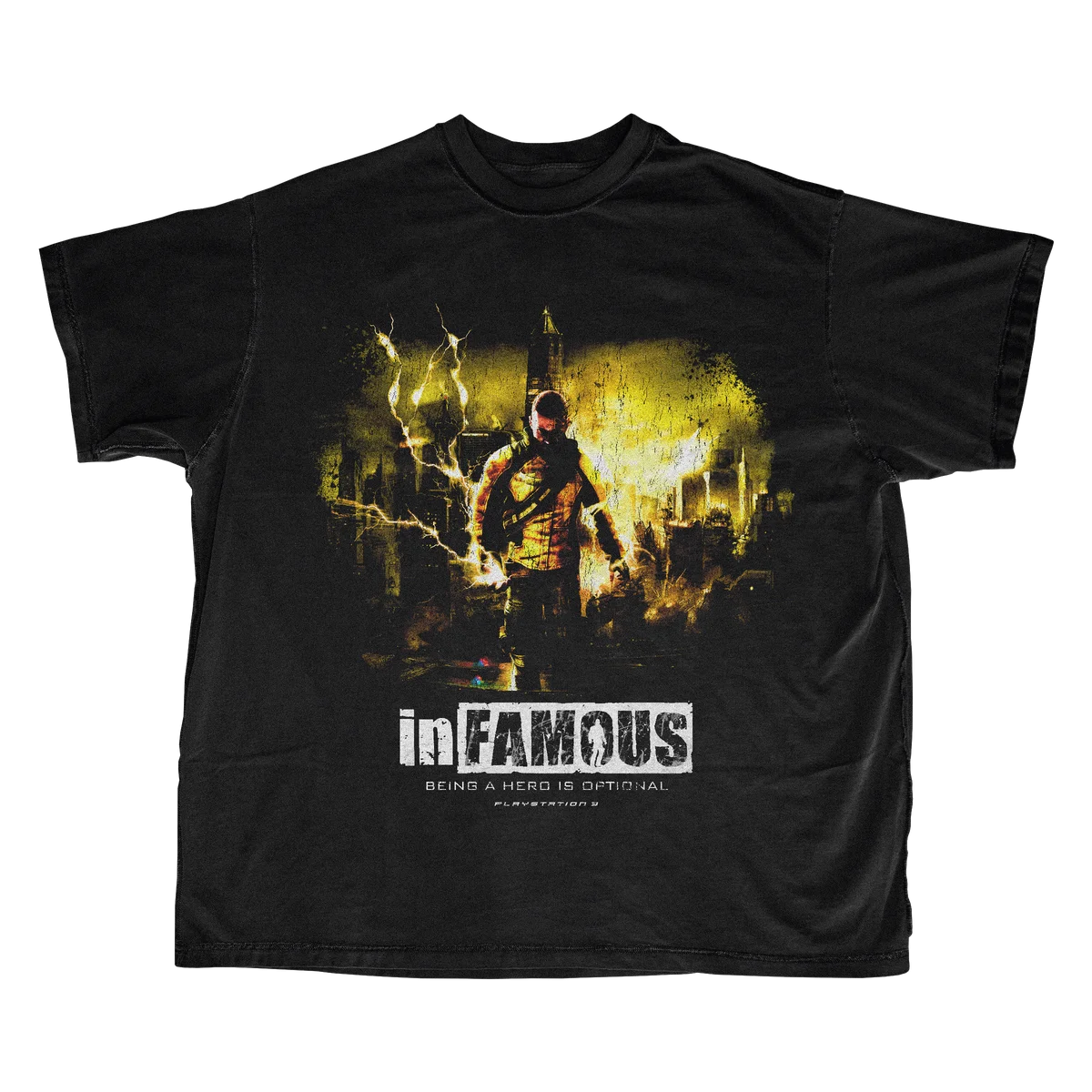 Camiseta retrô InFAMOUS Cole MacGrath para homens e mulheres, camiseta vintage com estampa de jogo, streetwear