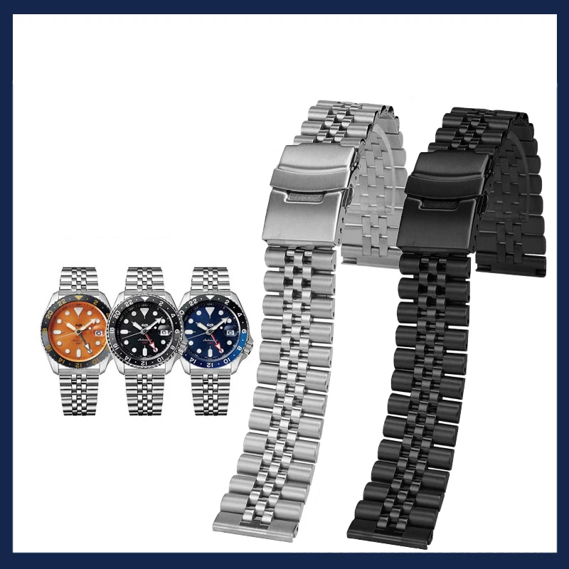 For Seiko NO.5 Jubilee Watchband for SRPD63K1 SKX007 SKX009 Watchstrap Stainless Steel Bracelet Accessories 22mm 20mm 19mm 18mm