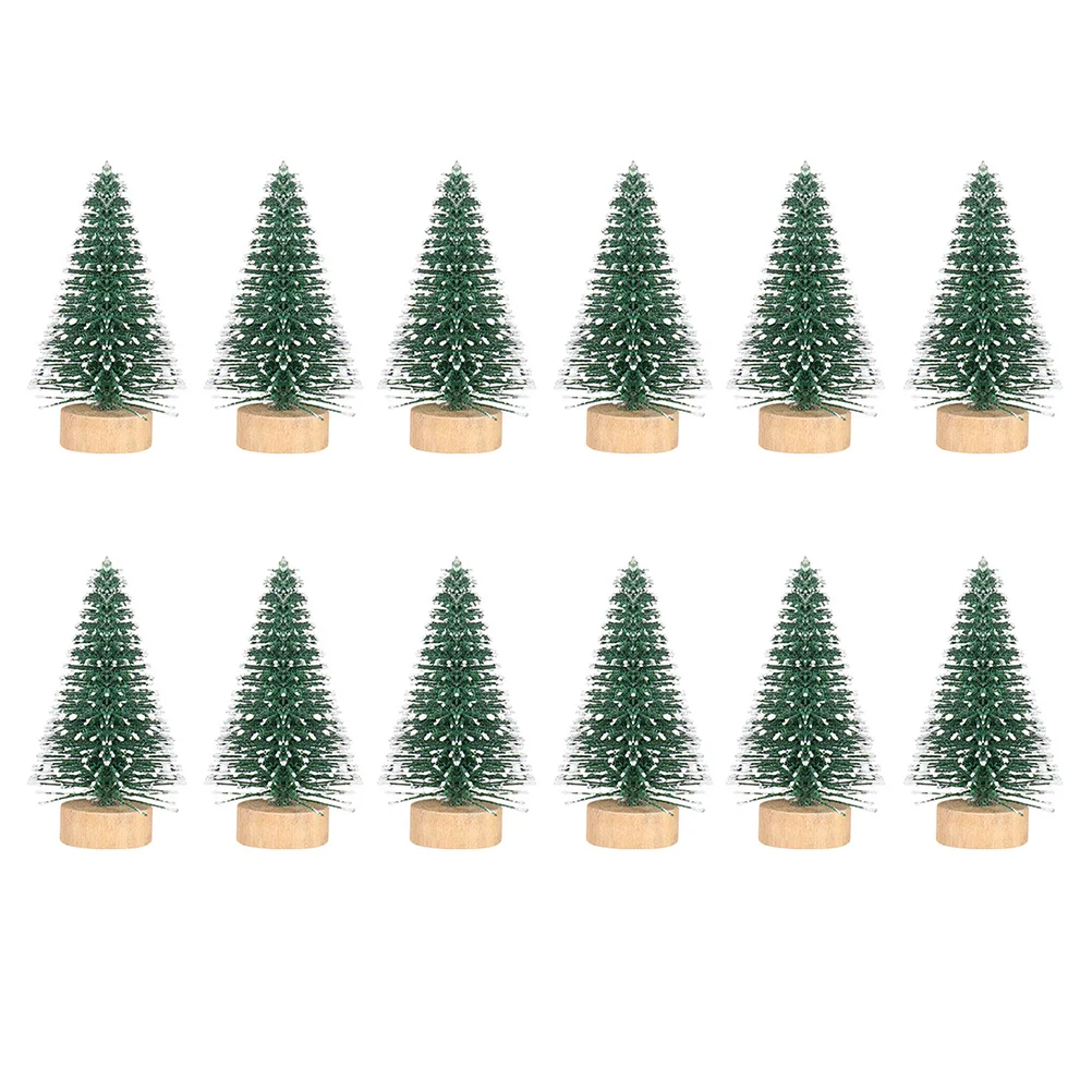 

12Pcs Miniature Christmas Tree Decor Xmas Ornament Fake Cedar Desktop Display Holiday Craft Home Party Decoration