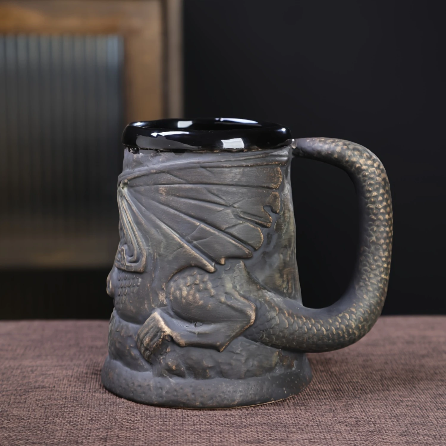 1pc, Medieval Dragon Coffee Mug, 22oz Large Ceramic Coffee Cups, Beer Cups, Summer Winter Drinkware, Men Gifts, Party Decoration