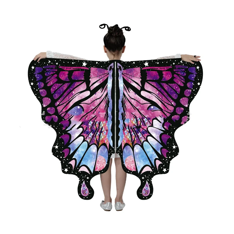 Butterfly Wings Costume Girl Fairy Dress Up Halloween Party Kids Cape Shawl Rainbow Monarch Nymph Pixie Scarf Stage Show New