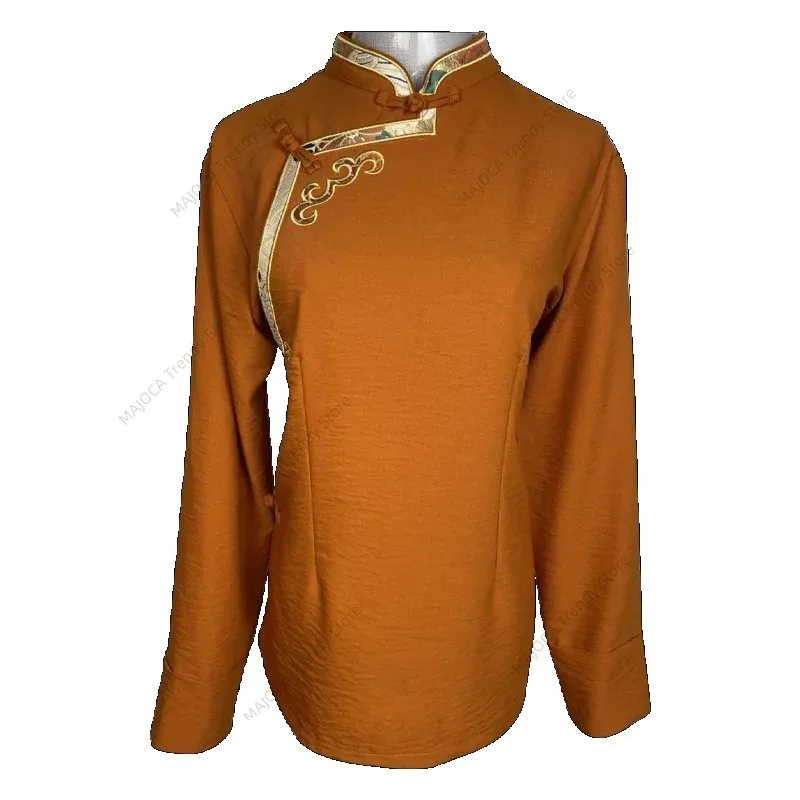 

Тибетская одежда для женщин, китайский этнический стиль, тибетская традиционная одежда, топы, хлопково-льняная рубашка, женская блузка