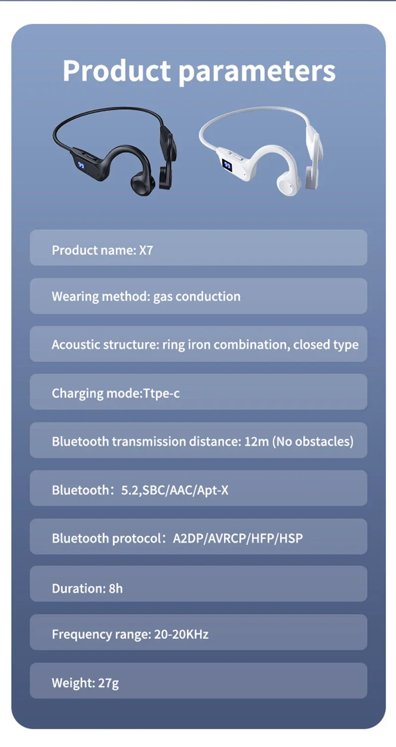 Lenovo X7 Knochenleitungs-Wireless-Ohrhörer Sport Schwimmen Bluetooth-kompatibler Kopfhörer Freisprechfunktion mit Mikrofon für Lauf-Ohrhörer – Detail 12