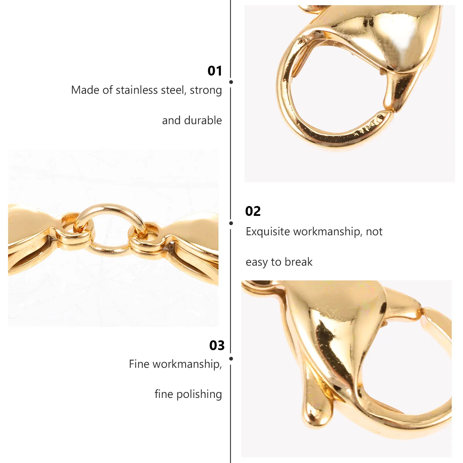 

10 Pcs Accessories Lobster Buckle Jewelry Large Stainless Steel Hooks Metal Clasp