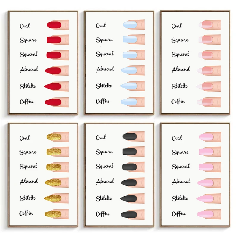 Fashion Nail Shapes Canvas Painting Makeup Posters and Prints Manicurist Gift Poster Nordic Wall Art Beauty Salon Decor Cuadros