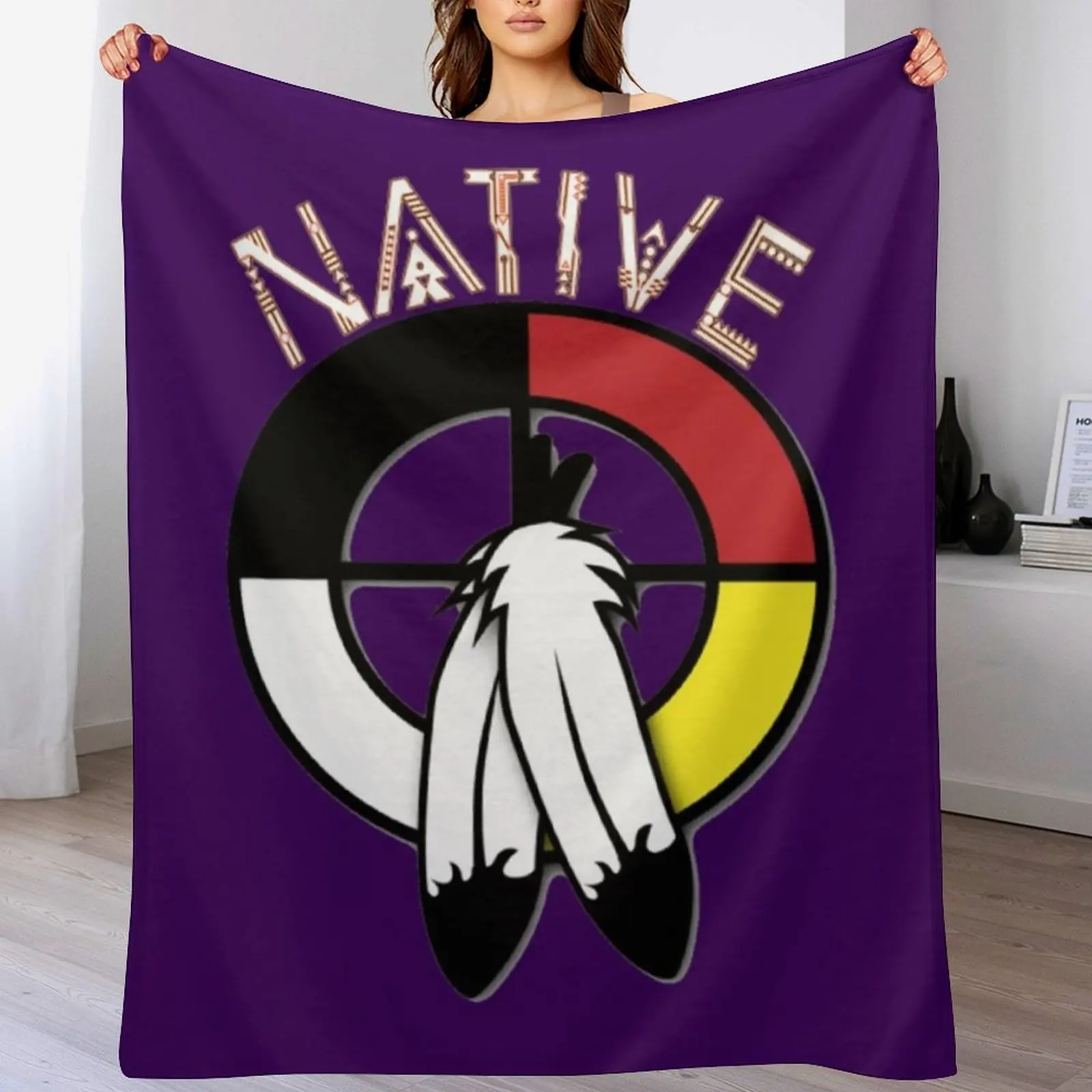 

Native American - Medicine Wheel Throw Blanket Color Fast Cozy Throw Blanket