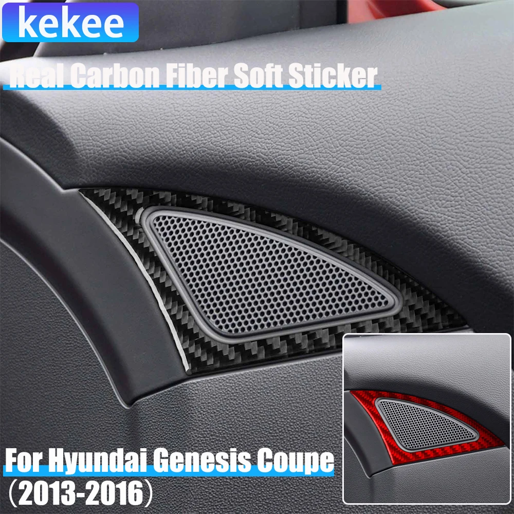 

Настоящее углеродное волокно, автомобильные аксессуары, дверной динамик, декоративная накладка, мягкая наклейка для Hyundai Genesis Coupe 2013 2014 2015 2016