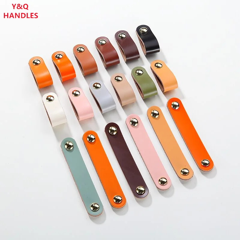 Handles Drawer Cabinet Furniture Kitchen Handles for Cabinet Knob Door Drawer Furniture Kitchen Brass Cowhide Pulls Knob