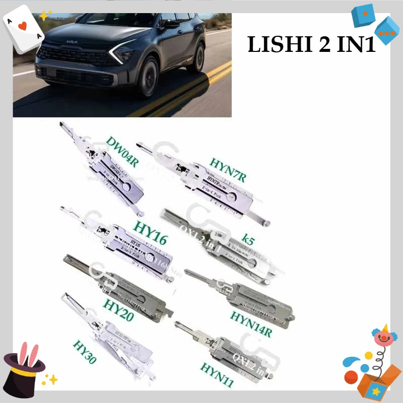 

1PCS Ganzua 2 IN 1 HYN11 K5 HYN7R NYN14R/HY15 HY20 HY30 HY16 DW04Rv.2 Lock Open for Cars tool PicklockOpeningTools for Cars